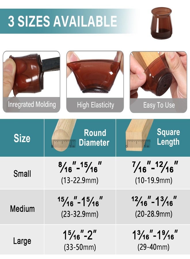 KESRINPLUS Chair Leg Floor Protectors (Pack of 24), Brown Silicone Felt Furniture Pads for Wood Floors, Noise & Scratch Resistant, Table & Stool Leg Covers (Fit 1.3'' to 2'') - Image 5